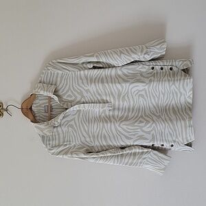 Chico's Zebra Jacquard Step Hem Tunic Tan Ivory Size Small 4/6